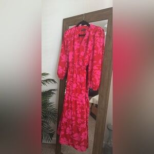 Elegant Pink Floral Dress Maxi